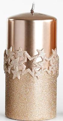 Ziemassvētku svece, cilindriskas Mondex Ice Star BC3835-SW, zelta krās.