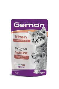 Šlapias kačių maistas Gemon Kitten Chunkies, lašiša, 0.1 kg