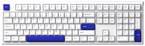 Bezvadu spēļu tastatūra Akko MG108B V3 Pro Cream Blue, Angļu (US), zila krās./balta krās.