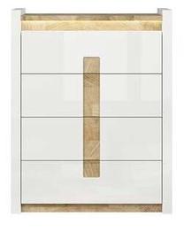 Komoda Alameda S420-KOM4S-BIP/DWM/BIP, ąžuolo sp./balta sp., 123 cm x 41.5 cm x 97 cm