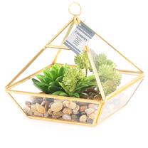 Dekoracija AmeliaHome Geometry, skaidri sp./aukso sp./žalia sp., 15 cm x 15 cm x 16 cm, 1.2 kg