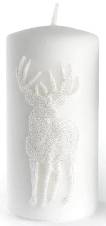 Ziemassvētku svece, cilindriskas Mondex Deer Alp BC1223-SW, 390 g, balta krās.
