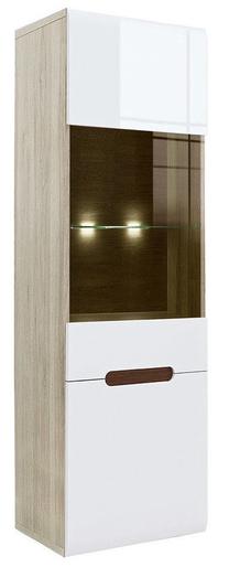 Vitrina Azteca Trio REG1W1D, ąžuolo/balta, 60 cm x 41 cm x 193 cm