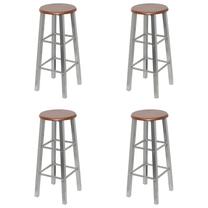 Kėdžių rinkinys VLX 277174 277174, ruda/sidabro, 30 cm x 30 cm x 70 cm, 4 vnt.