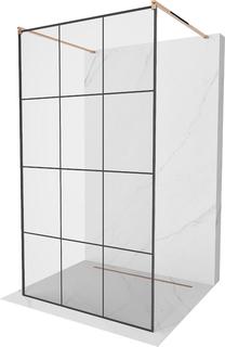Dušo sienelė Mexen Kioto Walk-In, 110 cm x 200 cm, juoda sp./rausvojo aukso sp./grūdintas