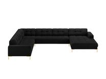 Kampinė sofa Micadoni Mamaia Velvet, juoda sp., kairinė, 327 x 256 cm x 75 cm