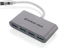 USB sadalītājs Iogear GUH3C14 USB-C male, 4 x USB female, pelēka krās.