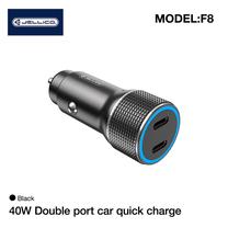 Automobilinis įkroviklis Jellico F8, 2 x USB Type-C, juoda sp., 40 W