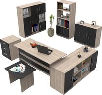 Biuro baldų komplektas Kalune Design VO19-OB, antracito sp./ruda sp., 60 cm x 140 cm x 73.8 cm