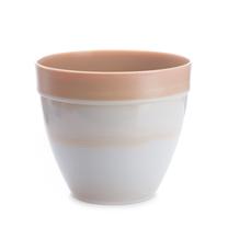 Puķu pods Plasticotto FLOWER POT TOUCH 30 WHITE SAND, plastmasa, Ø 30 cm, balta krās./oranža krās.