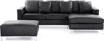 Kampinė sofa, su pufu Beliani Oslo, juoda sp., dešininė, 270 x 151 cm x 64 cm