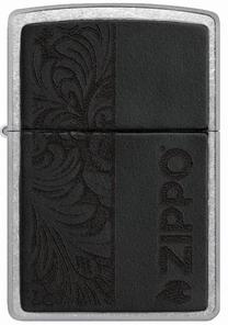 Šķiltava Zippo 46919 Black Leather Emblem, melna krās.