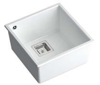 Кухонная мойка Quadron David 40, гранит, 42 см x 41 см x 22.5 см, белый цв./нержавеющей стали цв.