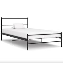 Lova viengulė VLX Metal 284689, 100 x 200 cm, juoda sp., be čiužinio, su grotelėmis
