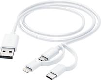 Laidas Hama 3in1 Micro-USB Cable With Adapter, Micro USB/USB-C/USB-A, 100 cm, balta sp.