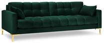 Sofa Micadoni Home Mamaia Velvet, tamsiai žalia sp., 177 x 92 cm x 75 cm