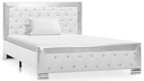 Lova viengulė VLX Faux Leather 286789, 120 x 200 cm, balta sp./sidabro sp., be čiužinio, su grotelėmis
