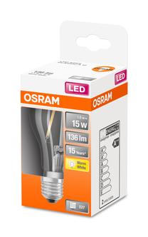 Spuldze Osram LED, E27, balta krās., E27, 1.5 W, 136 lm