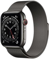 Viedais pulkstenis Apple Watch Series 6 GPS LTE + Cellular, 44mm Stainless Steel, melns krās.