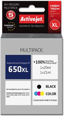 Rašalinio spausdintuvo kasetė ActiveJet Premium AH-M650RX, juoda sp./geltona sp./žydra sp., 41 ml