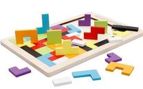 Attīstoša rotaļlieta Wooden Puzzle Tetris, 1 cm, daudzkrāsaina