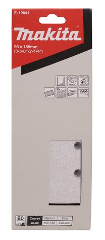 Šlifavimo lapas Makita E-19641, 80, 18.5 cm x 9.3 cm, 10 vnt.