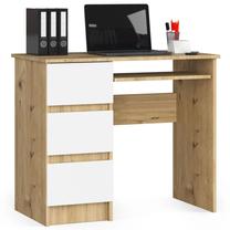 Rakstāmgalds ar atvilktnēm, kreisās puses Akord Furniture Factory A6 Left, 50 cm x 90 cm, 77 cm, balts krās./artisan oak krās.
