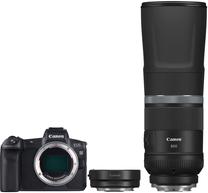 Bezspoguļa kamera Canon EOS R + RF 800mm f/11 IS STM + Mount Adapter EF-EOS R, melna krās.