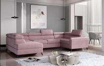 Kampinė sofa Escada Monolith 63, rožinė sp., kairinė, 200 x 330 cm x 98 cm