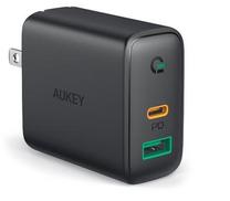 Telefono įkroviklis Aukey PA-D1, USB Type A/USB Type-C, juoda sp., 30 W