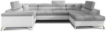 Kampinė sofa Thiago Sawana 21, Soft 17, balta sp./pilka sp., dešininė, 350 x 202 cm x 90 cm