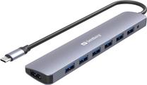 USB sadalītājs Sandberg USB-C - 7 x USB 3.0 136-40 USB-C, 7 x USB, pelēka krās.