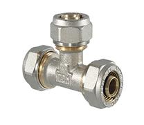 Užveržiamas trišakis TDM Brass 1045, 90 °, 26mm, žalvaris/nikelis