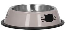 Dubenėlis gyvūnui Springos Metal Bowl, 0.15 l, 15.5 cm x 15.5 cm x 4 cm, juoda sp./pilka sp.