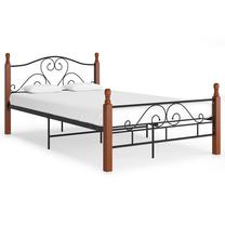 Lova dvigulė VLX Metal & Solid Oak Wood 324908, 120 x 200 cm, ruda sp./juoda sp., be čiužinio, su grotelėmis
