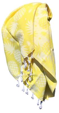 Paplūdimio rankšluostis Foutastic Fouta Ananas, geltona sp., 180 cm x 100 cm