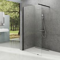 Dušas siena Ravak Walk-In Wall-80, 80 cm x 200 cm, melna krās./caurspīdīgs