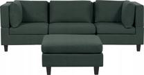 Modulinė sofa, su pufu Beliani Unstad, tamsiai žalia sp., 228 x 76 cm x 72 cm