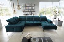 Kampinė sofa Neviro Nube 40, tamsiai mėlyna sp., kairinė, 201 x 350 cm x 77 cm