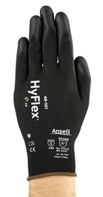 Darbo pirštinės gumuotos Ansell HyFlex 48-101, suaugusiems, juoda sp., 11