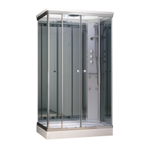 Garinė dušo kabina Amue Premium AMUE-AR1280-1RM Mirror, masažinė, stačiakampė, 120 cm x 80 cm x 217 cm, balta sp./pilka sp./grūdintas