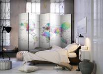 Širma Artgeist White-Colorful World Map Paravent876, įvairių spalvų, 225 cm x 172 cm