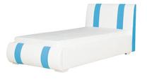 Lova viengulė Bodzio Aga, 90 x 200 cm, balta/žydra, be čiužinio, su grotelėmis