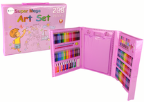 Piešimo rinkinys Lean Toys Art Set Super Mega, rožinė sp., 208 vnt.