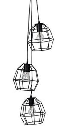 Valgusti rippuv Benzo 390914, E27, 3 x 60 W, must v. / must v.