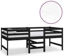 Кровать одноместная VLX Mid-High 3083718, 90 x 200 cm, черный цв., с матрасом, с решеткой