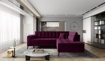 Kampinė sofa Lanvin Velvetmat 25, tamsiai violetinė sp., dešininė, 210 x 260 cm x 93 cm