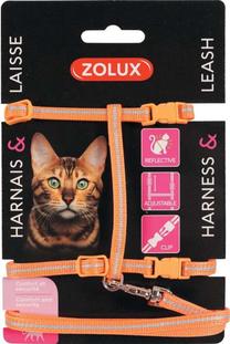 Kačių petnešos su pavadėliu Zolux Kit 520021ORA, 120 cm x 7 mm, oranžinė sp.