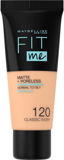 Skystas makiažo pagrindas Maybelline Fit Me Matte + Poreless Clay 120, 120 classic ivory, 30 ml