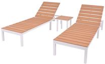 Āra mēbeļu komplekts VLX 2 pcs With Table, balts krās./brūns krās., 2 sēdvietas